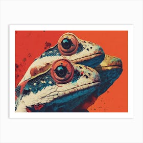 A Gang of Geckos Orange Art Print