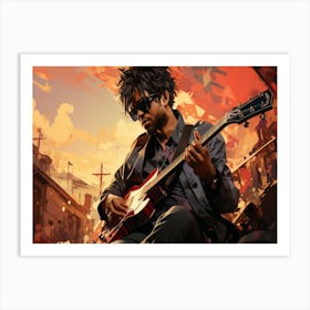 Guitar Player In A City 5 Art Print