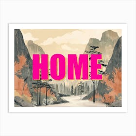 Pink And Gold Home Poster Retro Mountains 4 Art Print