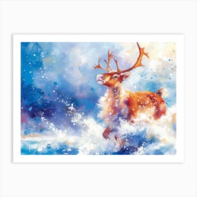 Reindeer In The Snow 1 Art Print