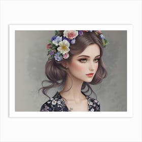 Fashion Woman With Flowers 28 Art Print