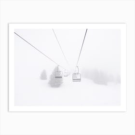 Snow Storm Ski Lift Art Print