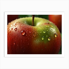 Apple With Water Droplets Art Print