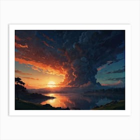 Sunset Over The Lake Art Print