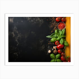 Pasta On A Black Background Art Print