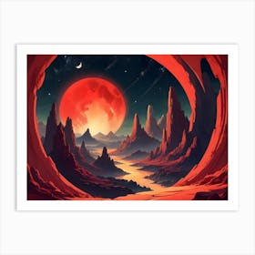 Red Planet Viewed Through A Natural Arch In A Rocky, Red Landscape Art Print