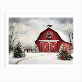 Christmas Barn 3 Art Print