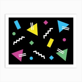 Memphis Pattern 80s Retro Synthwave 90s Shapes Art Art Print