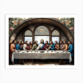 Jesus at the Last Supper Stained Glass #1 Art Print