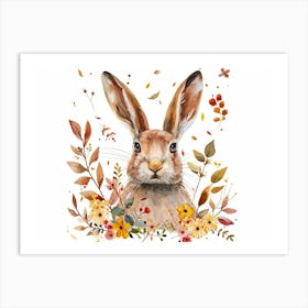Little Floral Arctic Hare 3 Art Print