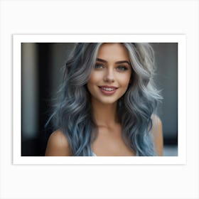 Blue Haired Girl Art Print