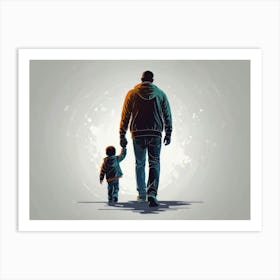 Father And Son Walking Father's Day 2 Art Print