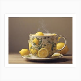 Tea Cup With Lemons Art Print