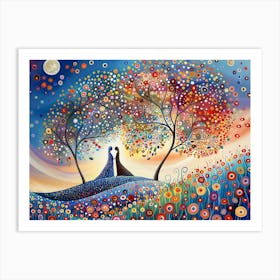 Couple Under The Moon Art Print