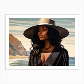 Illustration of an African American woman at the beach 74 Art Print