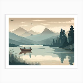 Boat On A Lake Art Print