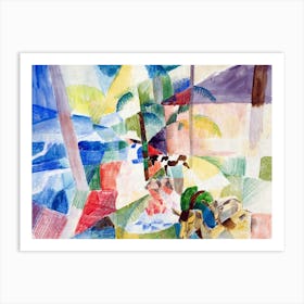 Landscape With Children And Goats, August Macke Art Print
