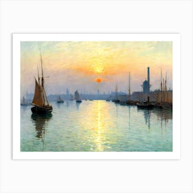 Sunset At The Port Art Print