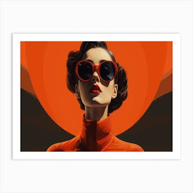 Woman In Red Sunglasses Art Print