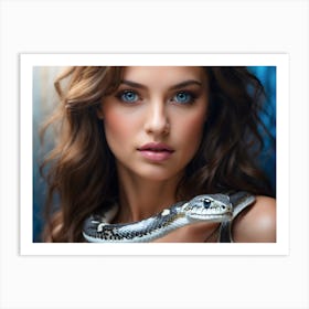 Beautiful Woman With Snake Art Print