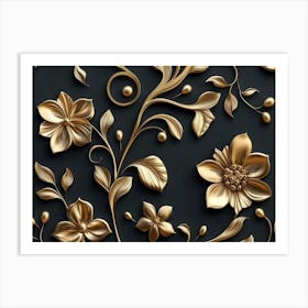 Golden Flowers 4 Art Print