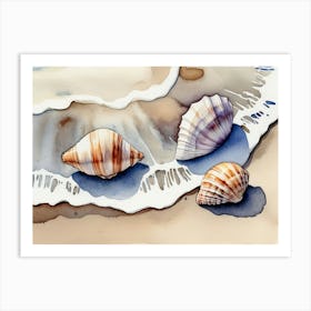Seashells on the beach, watercolor painting 29 Art Print