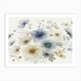 Blue Flowers Dry Bouquet Art Print Art Print