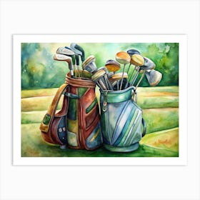 Watercolor Golf Bags Art Print