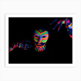 Woman With Make Up Art Of Glowing Uv Fluorescent Powder 9 Art Print