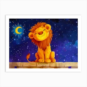 Lion At Night Art Print