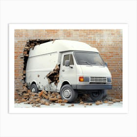 The Van Smashed Through a Brick Wall Art Print