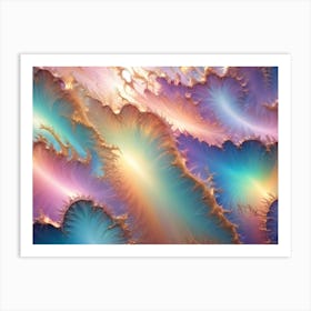 Abstract Image Of Swirling, Iridescent Colors In Shades Of Pink, Gold, And Turquoise Art Print