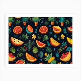 Tropical Fruit Pattern Art Print