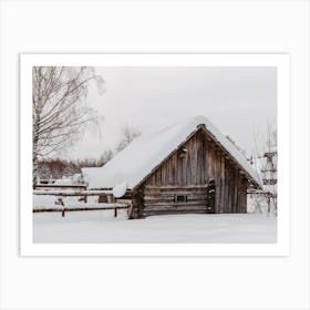 Rustic Snowy Barn Art Print