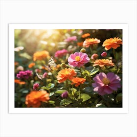 Colorful Flowers In The Garden Paintings Art Print Art Print