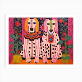 Dalmatian Dogs 1 Folk Style Animal Illustration Art Print