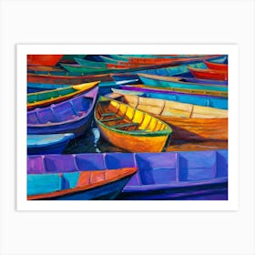 Colorful Boats Painting Art Print