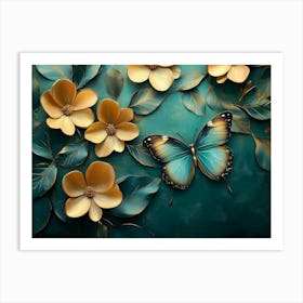 Butterfly And Flowers Art Print