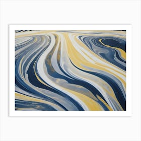 Abstract Swirling Pattern With A Hypnotic Effect, Featuring Blue, White, And Yellow Colors Art Print