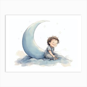 Moon And Boy Art Print