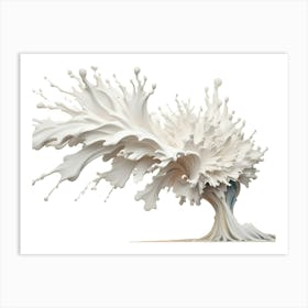 Abstract White Milk Splash On White Background Art Print