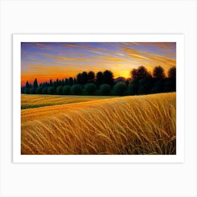 Sunset In A Wheat Field 2 Art Print