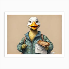 Duck With Bread Art Print