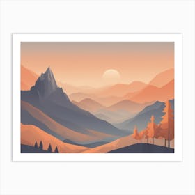Misty mountains horizontal background in orange tone 141 Art Print