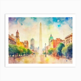 Watercolor Of Boston 1 Art Print