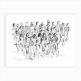 Figure Movement Ink Drawing Art Print