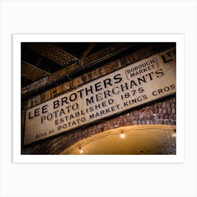 Lee Brothers Sign at Borough Market in London // Travel Photography Art Print