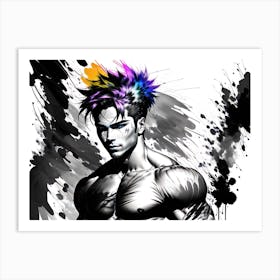 Man With Colorful Hair Art Print