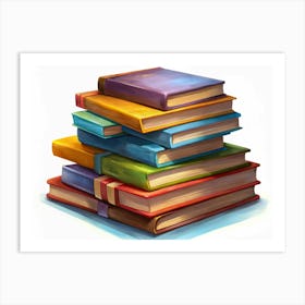 Stack Of Colorful Books On White Background 1 Art Print