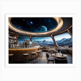 Hyper Realistic Visualization Of A Nordic Style Coffee Shop Snugly Nestled In The Heart Of A Spaces Art Print